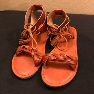 american eagle brown tie sandal